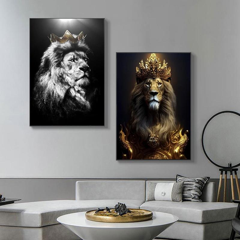 König der Löwen, Tierkunst, Leinwand-Poster und Drucke, moderne Malerei, Wandbilder für Wohnzimmer, Heimdekoration, Cuadros