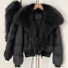 Pinghu duck down warm down jacket women's removable natural real fox fur collar jacket daily versatile top
