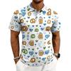 Men's Casual Printed Short Sleeve Button Down Shirt Collar Summer Top