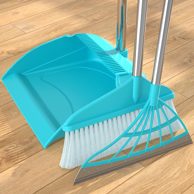 Household Broom & Dustpan Set with Non-Stick Hair Wiper