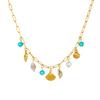 316L Stainless Steel Blue Crystal Shell Conch Pearl Pendant Necklace Women Fresh Ocean Style Neck Chain Jewelry Gifts