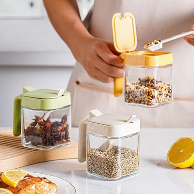 Glass Seasoning Box Set: Separate Storage for Salt, Sugar, MSG In Sealed Jars with Spoons