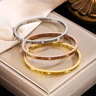 Women's Titanium Steel Roman Numeral Bracelet with Diamonds - Light Luxury, Non-fading, Perfect for Best Friends