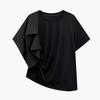 Short Sleeve Oversized Black Patchwork Casual Loose Summer Tee T Shirt Women T-shirt Top