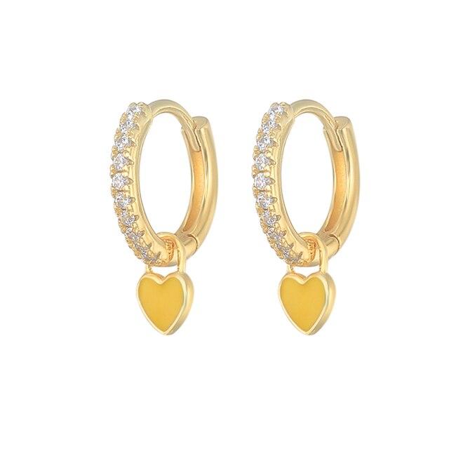 925 Silver Huggie Heart Hoop Earrings for Women Geometric Love Earring Crystals Zircon Piercing Silver Jewelry Girls