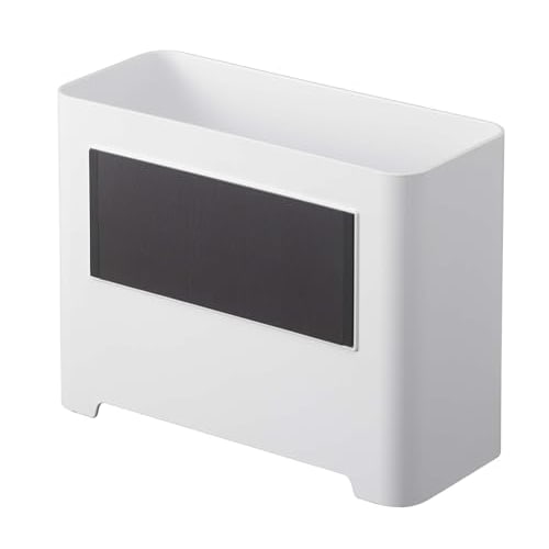Yamazaki Magnetic Bathroom Trash Can, White, Approx. W20 X D8.7 X H15cm, Tower Design with Magnet and Drainage Hole, Model 5540