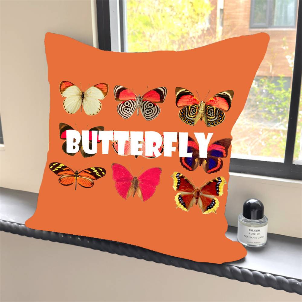1PC Luxury Pink Cute Butterfly Pillow Case Square  Bedroom Sofa Leisure Comfort Cushion Car Home Decoration Pillowcase 40x40