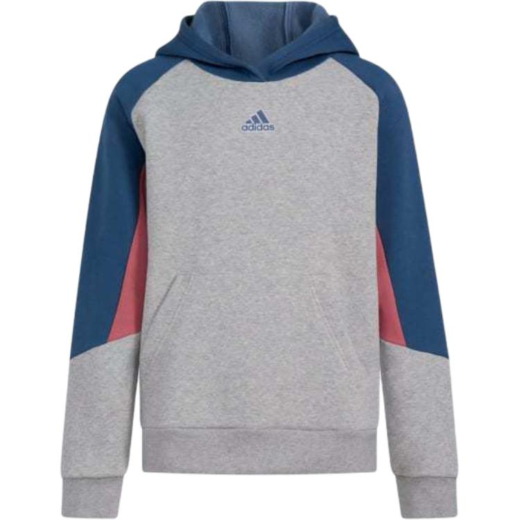 

Adidas Color Block Pullover Hoodie Long Sleeve Kids Tops Gray IV3770 M
