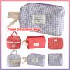 Makeup Brushes Storage Bag Women Plaid Cosmetic Bag Large Capacity CottonCute Organizer Pouch Travel Toiletry Bag Practical Bag