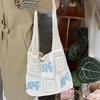 Turtle Korean Style Hollow Woven Bag Trendy Large Capacity Crochet Tote Bag Lightweight Embroidered Knitting Handbag Beach