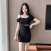 Feminine Slanted Shoulders, Waist Exposed, Sexy Dress, All Kinds of Style, Ruffle Leaf Edge Scheming, Off-shoulder Tight, Hip-wrapped Skirt, Summer