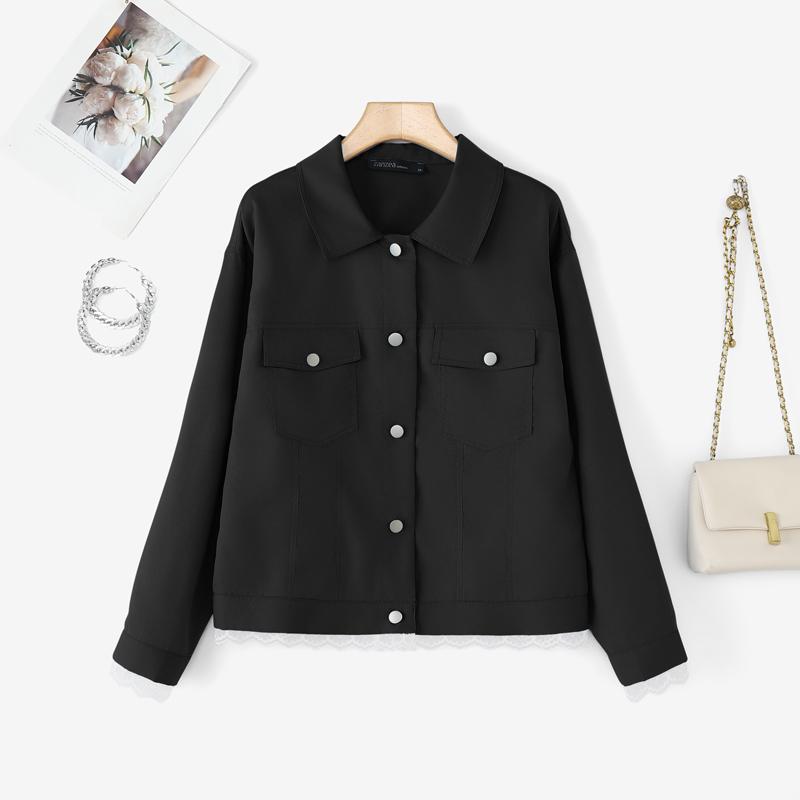 ZANZEA Women Turn Down Collar Solid Color Casual Long Sleeve Blouse