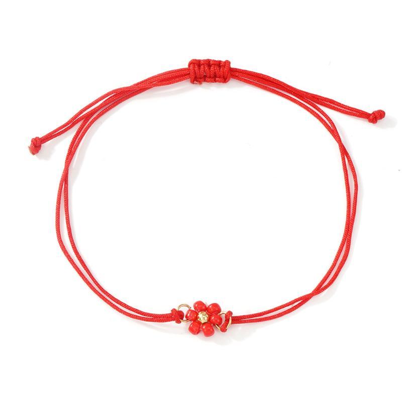 Flower Beaded Bracelets Adjustable Waterproof Cord Boho Beach Jewelry for Girls Women Summer Holiday Travel