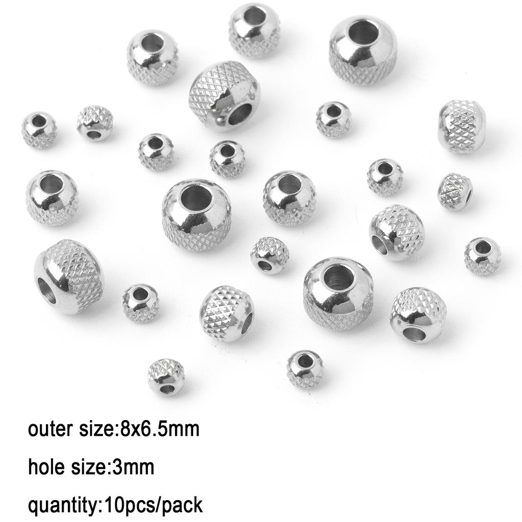 1pack Stainless Steel Loose Beads Screw Grid Oblique Straight Line Tube Shape Beads for Jewelry Making Diy Bracelet Accessories