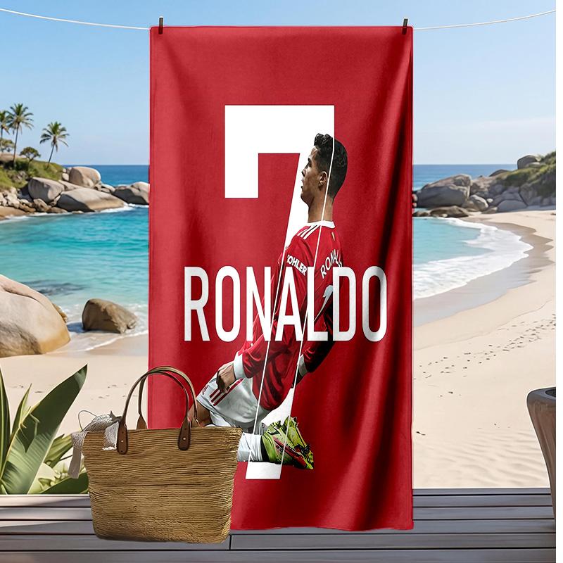 Cristiano Ronaldo Printed Beach Towel Quick Dry Soft TowelPortable Large Rectangular Beach Blanket for Travel Swimming Pool