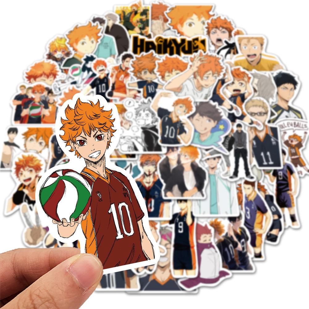 50pcs Cartoon Anime Haikyuu!! Stickers Decals Skateboard Laptop Suitcase Phone Diary Funny Waterproof Sticker for Kids Toys