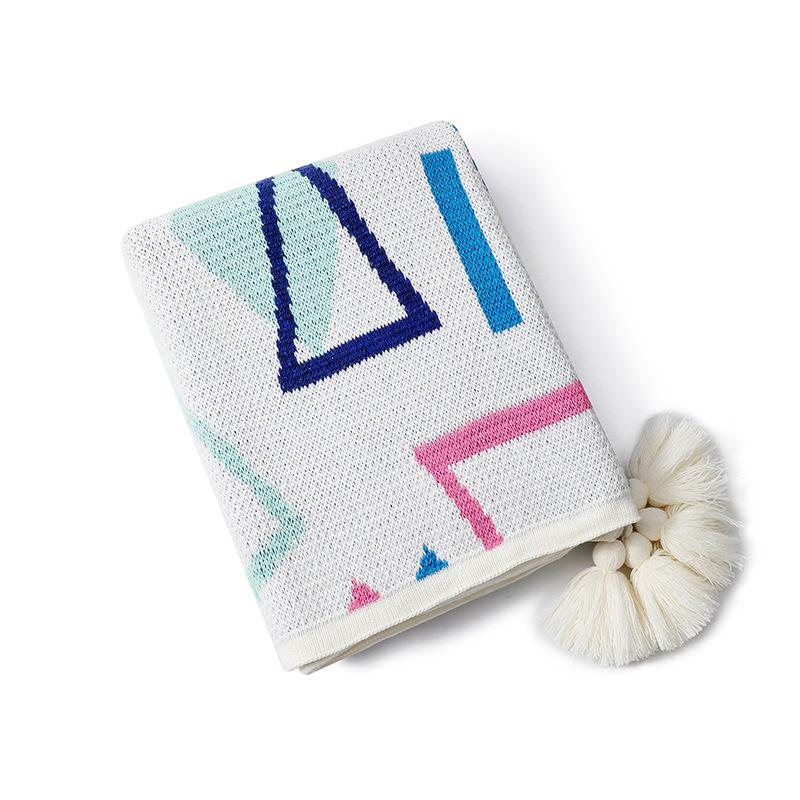 Boho Throw Blanket Ethnic Wave Tassel Knitted Sofa Cover Blanket Window Air Conditioning Blanket Cozy Office Home Napping Blanket