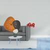 Contemporary Wooden Wall Clock And Chinese Year Paper Fan Decoration Set for Home Bedroom