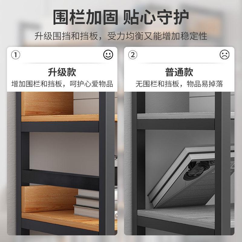 Multi layer storage rack home bookshelf floor display rack simple steel and wood storage rack