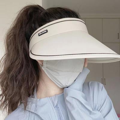 Sun Visor Hat Large Brim High Toughness Quick-drying Non-stuffy Letter Decor Sun Protection Multi-colors Breathable Women Beach Visor Hat