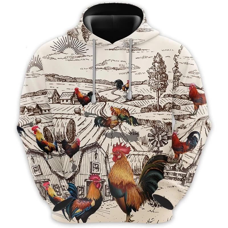 Erkek Horoz Grafik Kapüşonlular 3D Tavuk Baskılı Sweatshirtler Erkek Kadın Yüksek Kalite Eşofman Kapüşonlu Oversize Harajuku Giyim