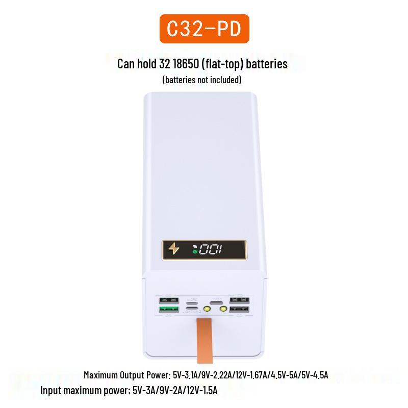Scocca per Power Bank DIY Senza Saldatura a 32 Sezioni con Ricarica Wireless