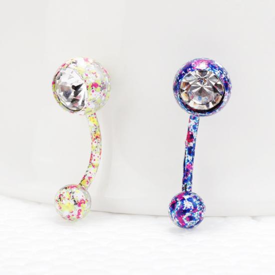 Kroppspiercingsmykker Krystall Rhinestone Blomsterhengende Knapp Mage Navlepiercing Bar