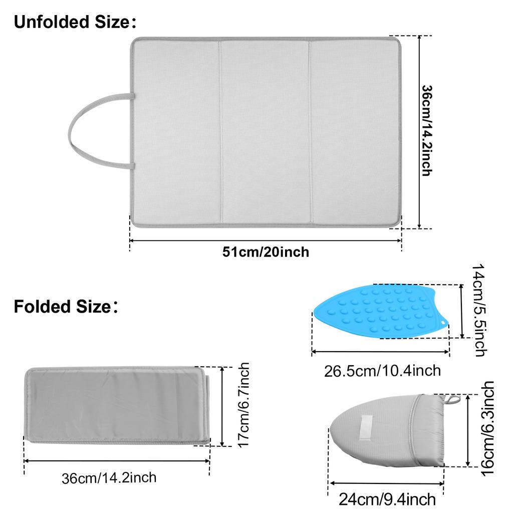 Faltbare Bügelmatte Tragbare Reise-Dampfbügelunterlage mit Zubehör Verdickte Hitzebeständige Hängende Über-der-Tür-Bügeldecke