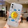 Funny Sun Moon Face Shockproof Phone Case For iPhone 15 14 11 12 13 Pro MAX Mini XS XR SE 14 Plus Fundas Transparent Back Covers