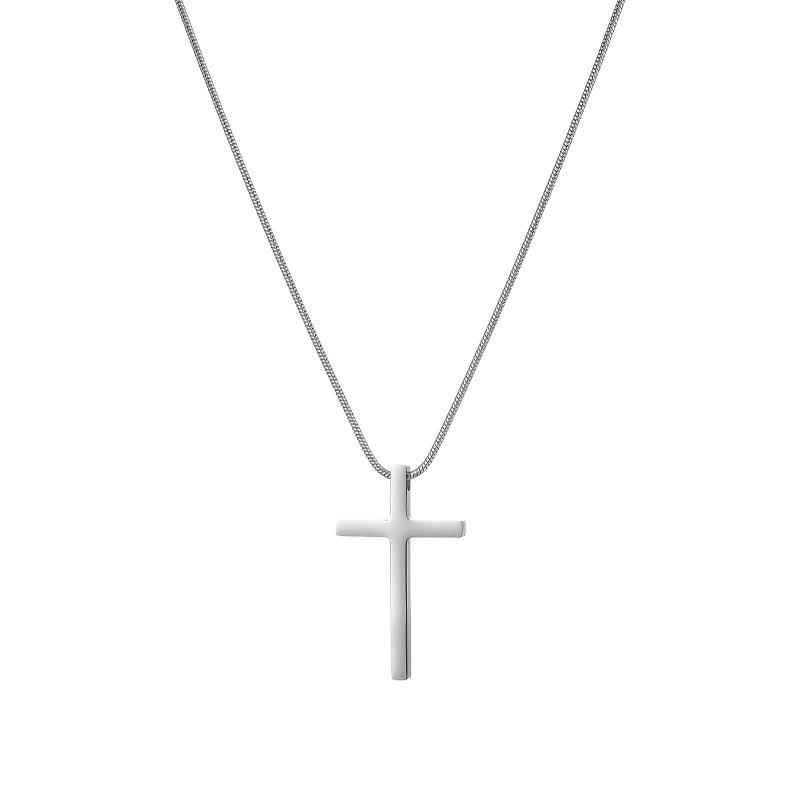 Men's Cross Pendant Necklace - Titanium Steel Snake Chain, Trendy High-End Hip Hop Accessory