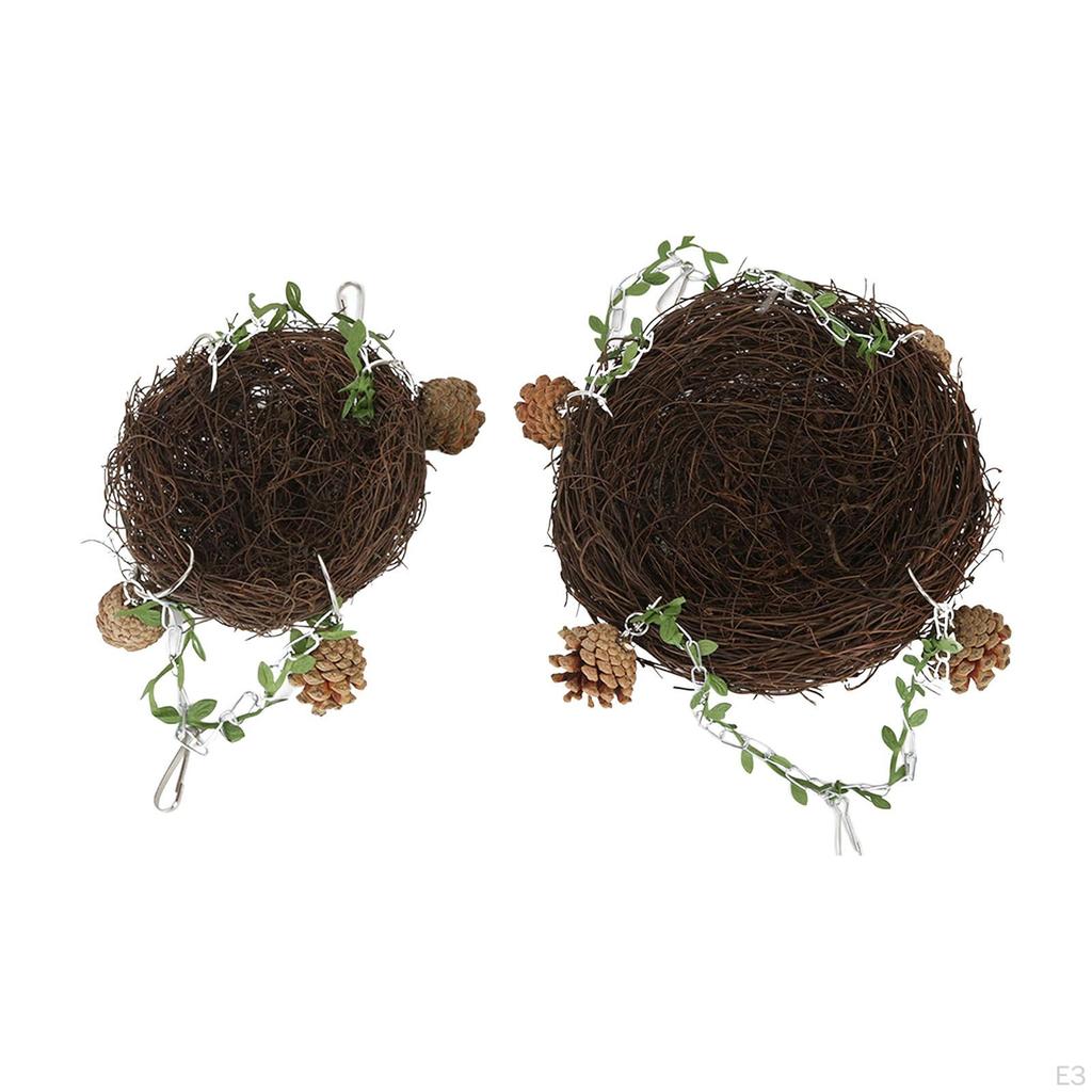 Nido de pájaro de ratán con resorte de descanso para carboneros, pinzones, gorriones