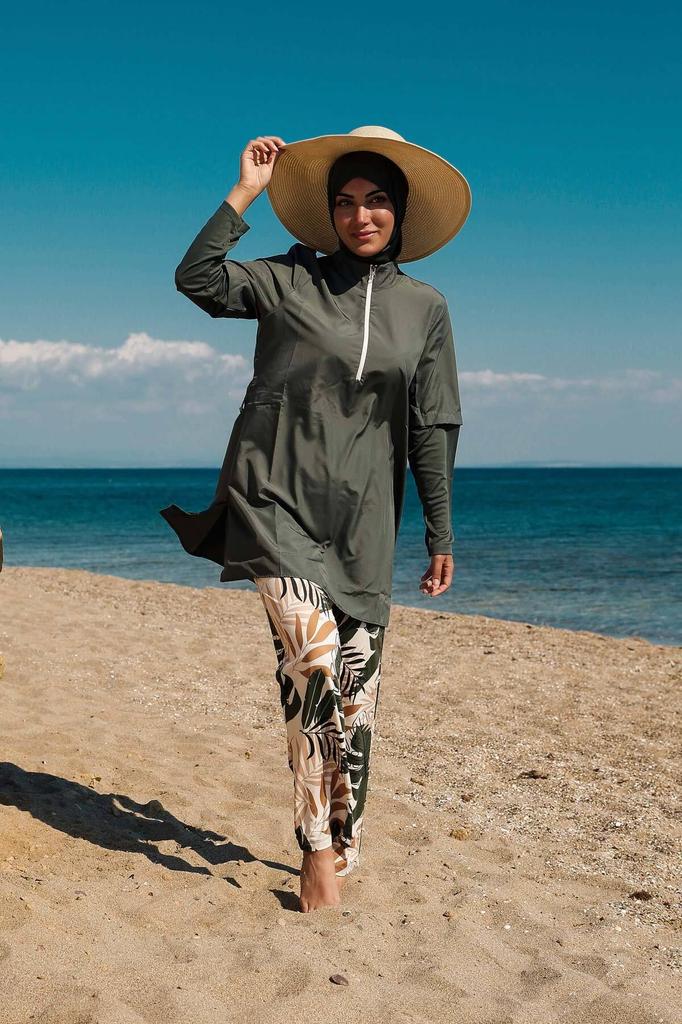 Damen Muslimischer, bescheidener, islamischer Burkini-Badeanzug mit vollständiger Abdeckung für den Strand, Bademode, Hijab, Strandmode, Badeanzug, 3-teilig