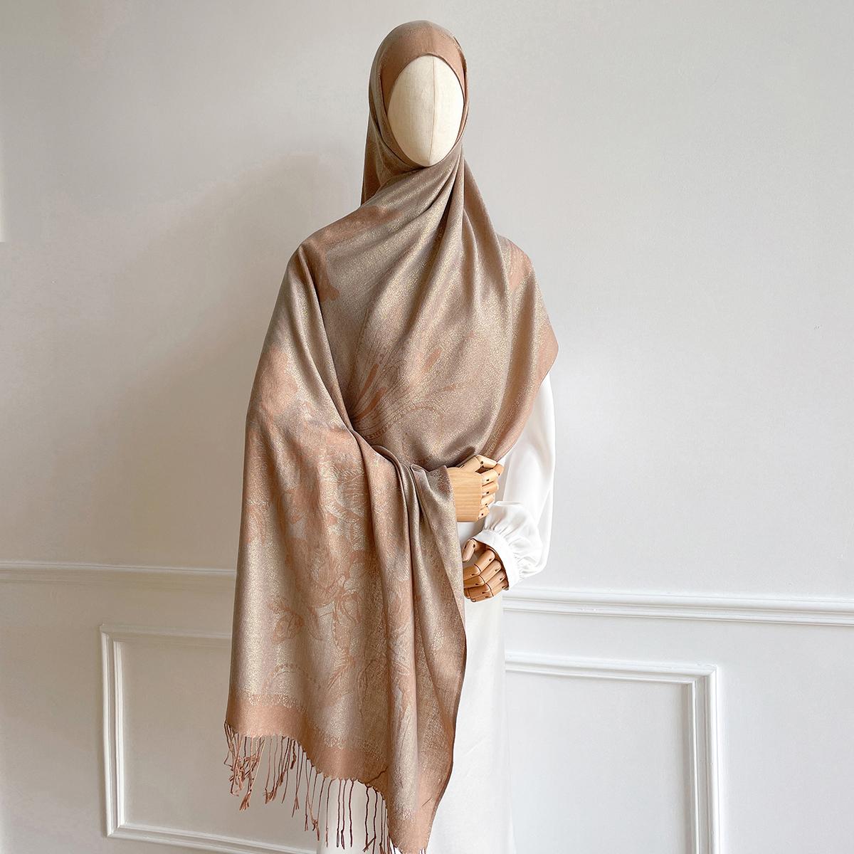 

70*190см Мусульманские Зимние Шали Хиджаб Женский Цветочный Шарф Повязка на Голову Хиджабы Шарфы Фуляр Исламский Рамадан