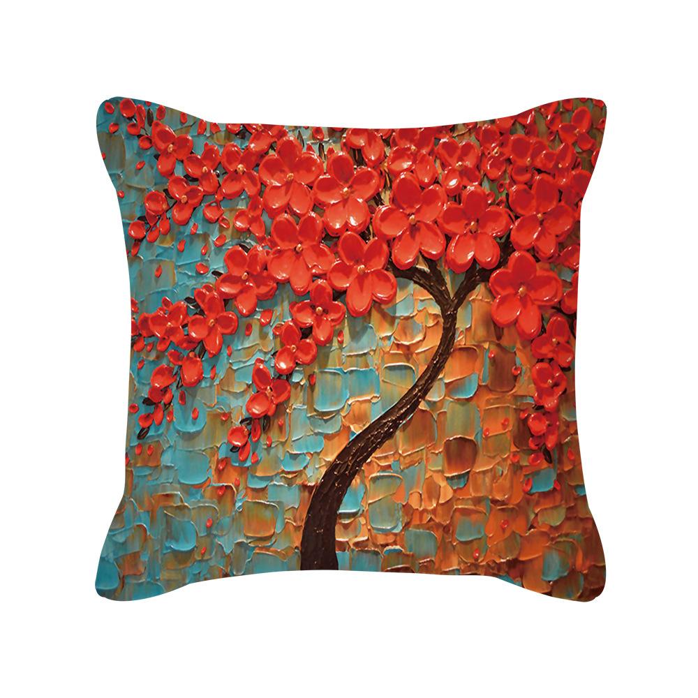 Ins Nordic Oil Painting Color Tree Sofa Pillow Cover Cushion Cushion Cover New Household Products