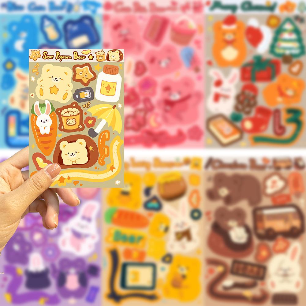 Toy Puzzle Stickers Honey Bear and Carrot Rabbit Guka Stickers Handicrafts Waterproof Repeat Decorative Stickers