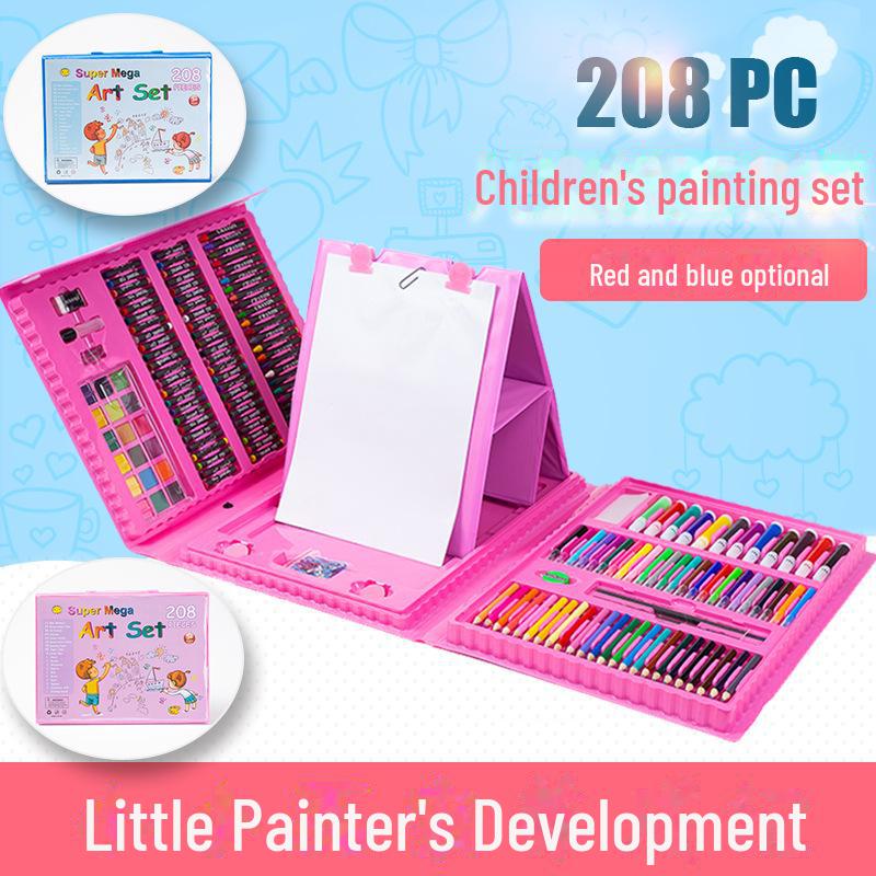 208 Aquarellstifte-Set mit 150 Pinseln: Geschenkset mit Mal- und Schreibwaren zum Kindertag.