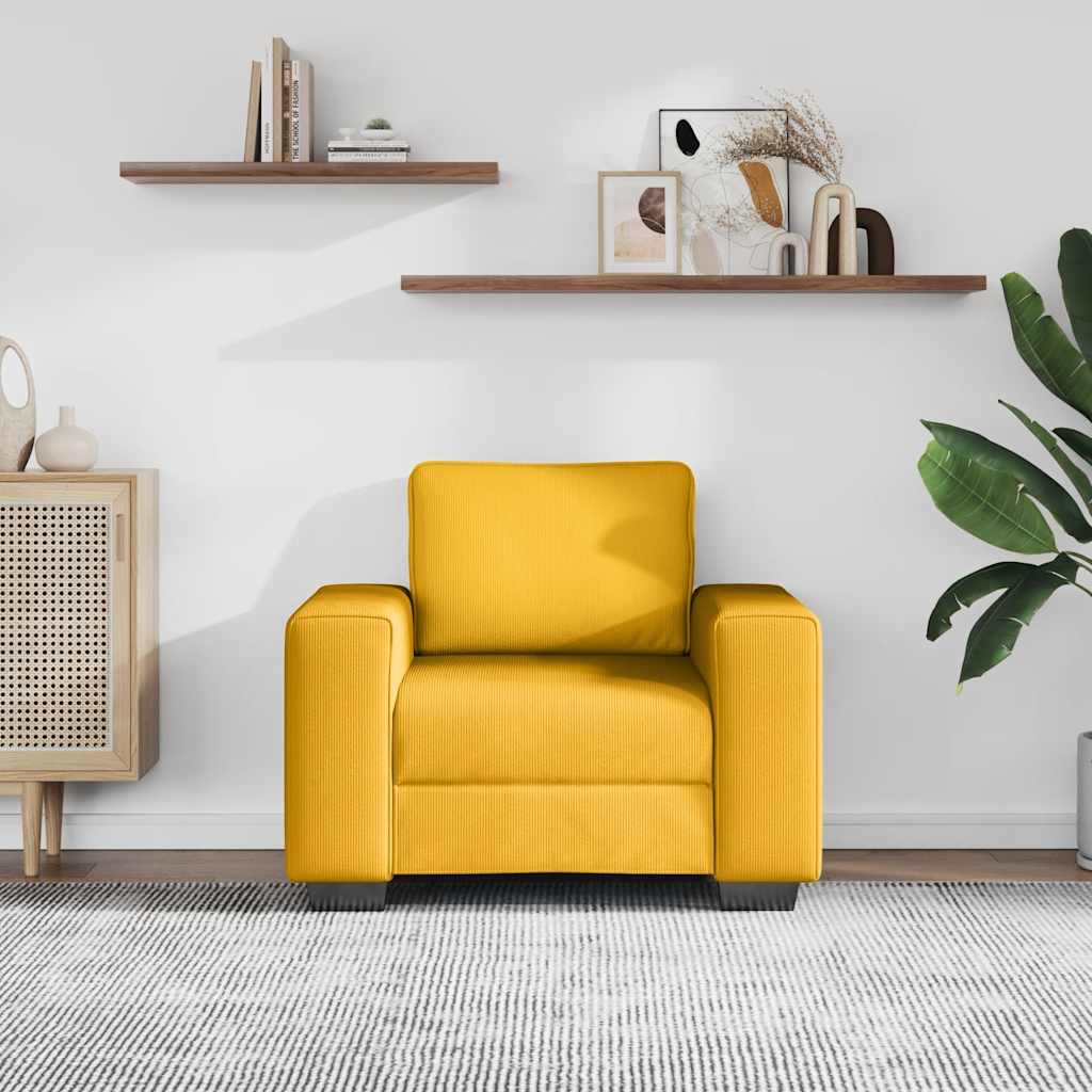 Armchair Light Yellow 100x77x82 cm Corduroy