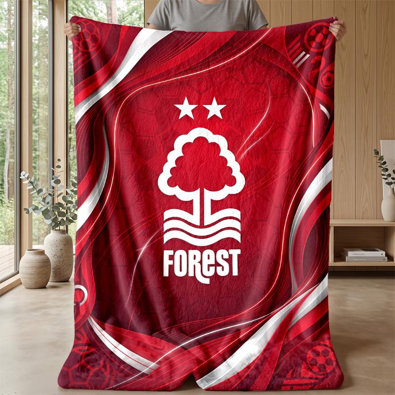 Coperta in Flanella con Stampa Calcio Nottingham Forest, Coperta Morbida Calda Leggera per Divano Letto Campeggio
