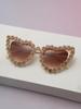 Rhinestone Heart Sunglasses for Women Trendy Fashion Cat Eye Frame for Party&Outdoor Wear UV Protection Sun Glasses KJ027