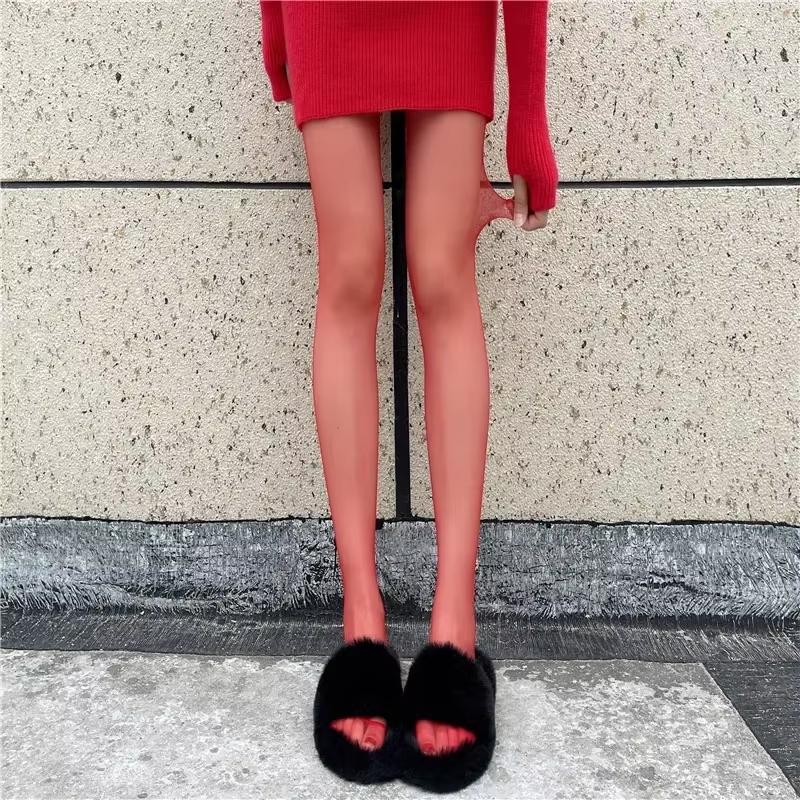 Red Sexy Tights Autumn Winter Slim Stockings Pantyhose Outer Wear New Women's Tights Elastic Leggings Anti-hook Warm Pants