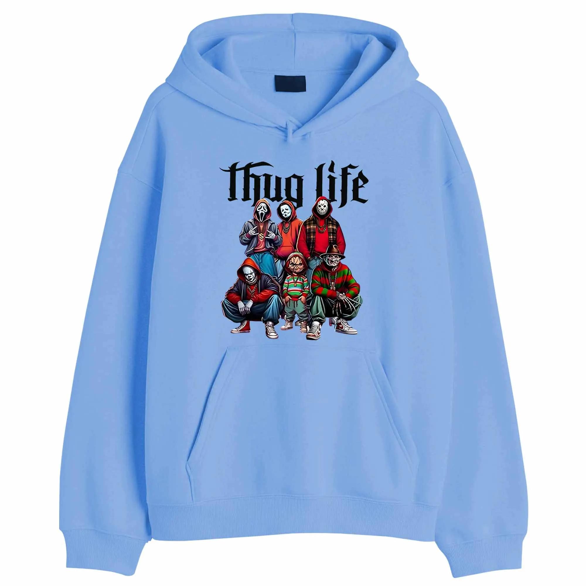 

Thug Life Фильм ужасов Толстовка с капюшоном Друзья Персонаж ужасов Хэллоуин Толстовка с капюшоном Графический персонаж ужасов Хэллоуин 6XL