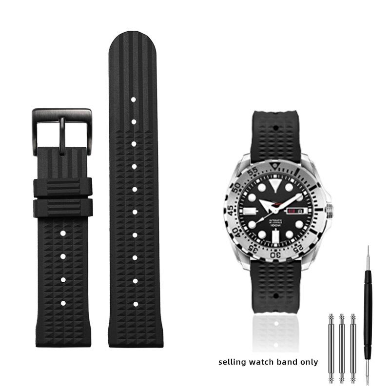 20mm 22mm Rubber Watchband For Seiko IWC Citizen Waffle Strap Bracelets Fashion Universal Mens Diver Silicone Sports Watch Band