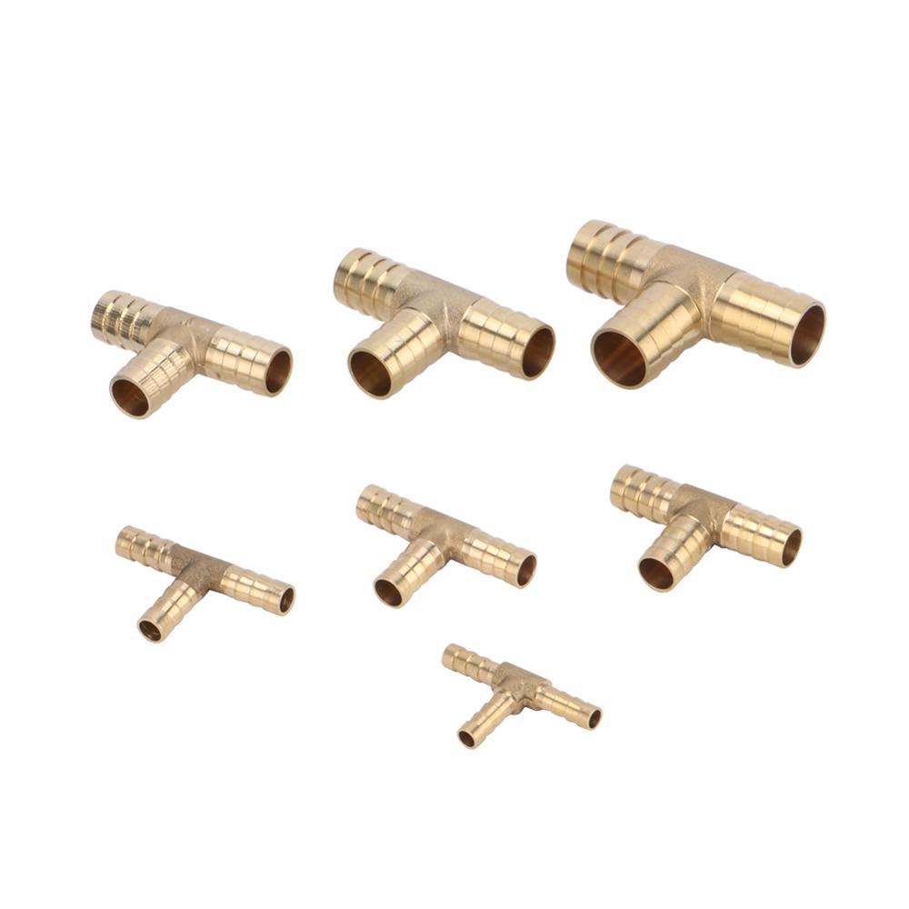 T-Form Messing Dorn Schlauchfitting T-Stück 6mm 8mm 10mm 12mm 14mm 16mm 19mm Schlauchrohr Dorn Kupfer Dorn Kupplung Verbinder Adapter