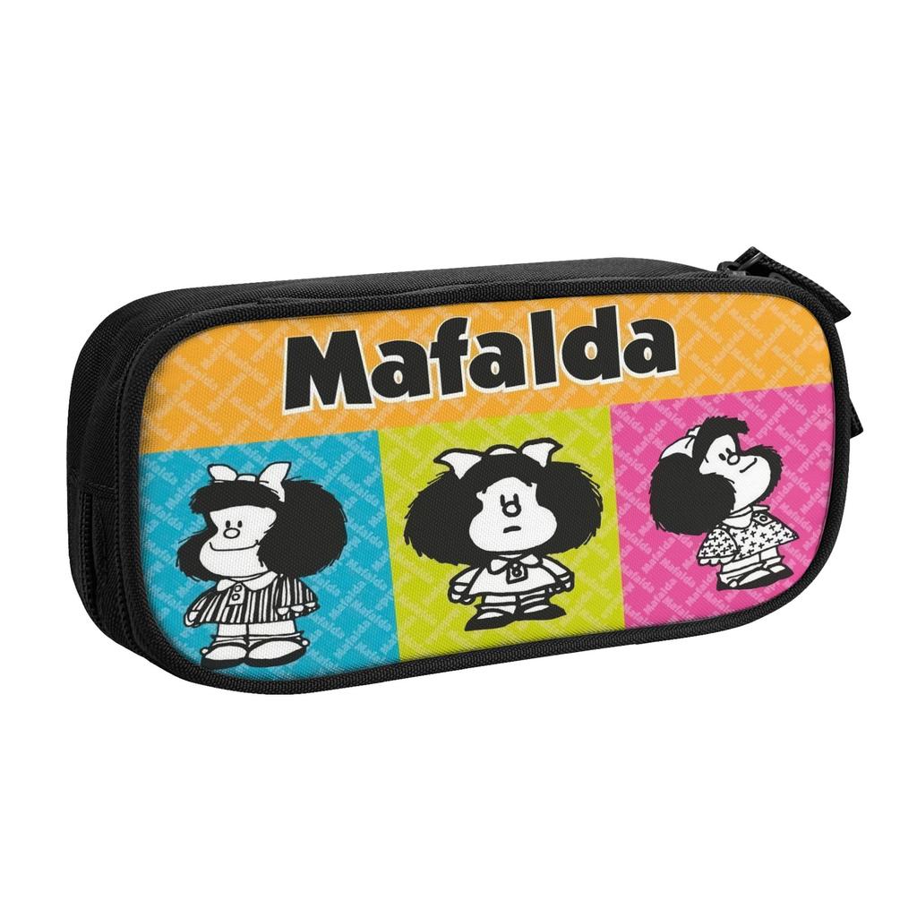 M-Mafaldas Kawaii Vintage Quino Comic Cartoon Mang Anime Korean Pencil Cases Boys Girls Pencil Bag Pouch Students Stationery