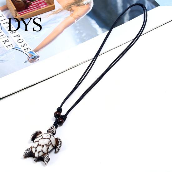 Vintage Men Resin Turtle Pendant Adjustable Rope Chain Necklace Jewelry Gift