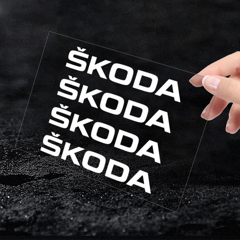 4Pcs Car Door Handle Stickers Tire Rear View Mirror Decals For Skoda Octavia Superb Rapid Kodiaq Karoq Fabia Kamiq Roomster Citigo