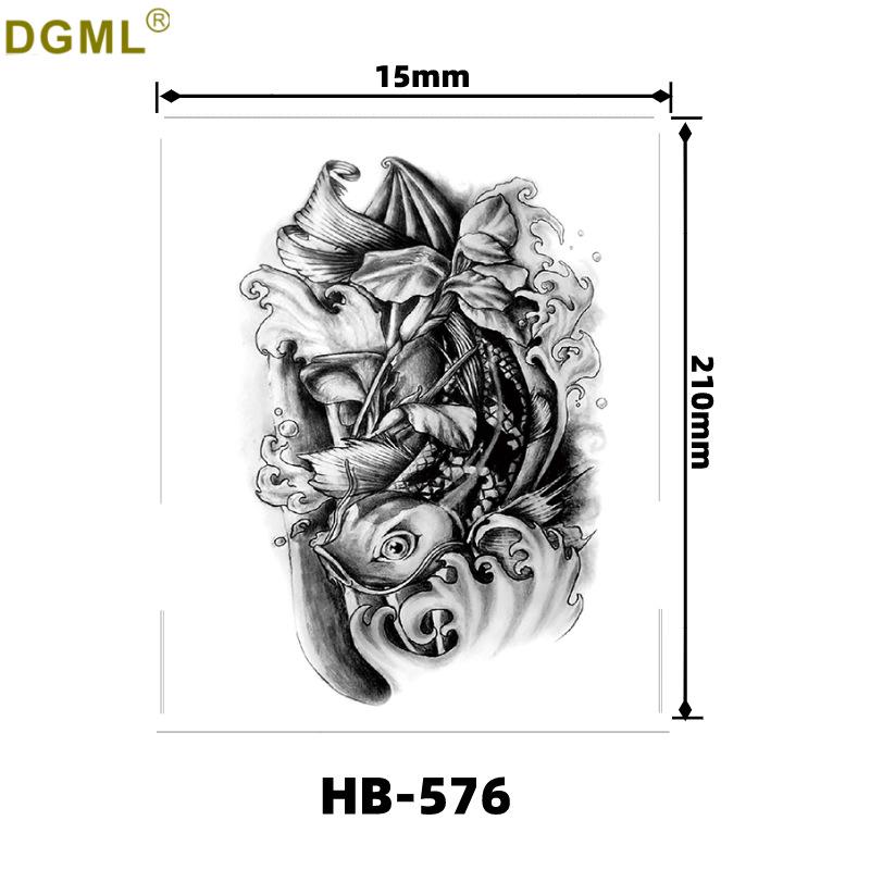 Kirin Lion Fox Totem Flower Tattoo Sticker – Waterproof & Customizable Realistic Design