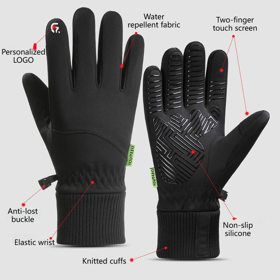 Durable And Safe Getinfit Cycling Gloves Winter Warmth Men Touch Screen Fleece Waterproof Anti-Slip Touch Screen Fishing Hiking Running Sports