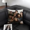 A-Ateez Kpop Style Cushion Cover Natural Linen Organic Fabric Double-Sided Printing Sofa Home Decor Gift Pillow Case