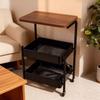 Chariot Roulant Pliant en Fer Vintage Étagère de Rangement Fonctionnelle pour Chambre à Coucher Salon Table d'appoint Mobile Chevet Organisateur de Collations